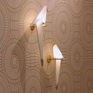 Perch Light Wall (3) steel and aluminium frame with PC & synthetic paper birds.